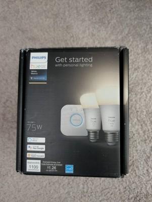 Philips - Hue White A19, 2 pack, Bluetooth 75W Smart LED Starter Kit -FREE S/H