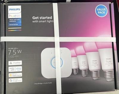 Philips Hue White and Color Ambiance A19 Bluetooth 75W Smart LED Starter Kit
