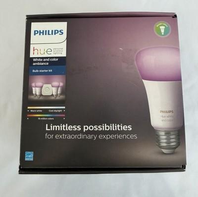Philips Hue White and Color Ambiance LED Smart Bulb Starter Kit 4pk