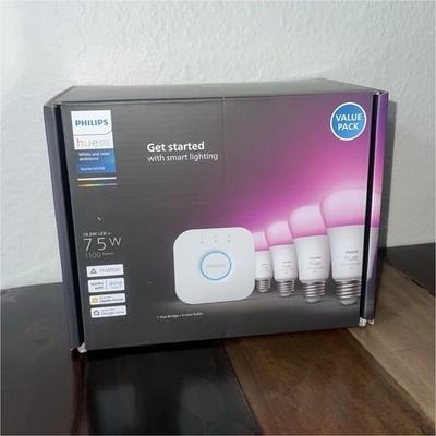 Philips Hue White & Color Ambiance E26 Starter Kit w/ Bridge, 4-6 A19 LED