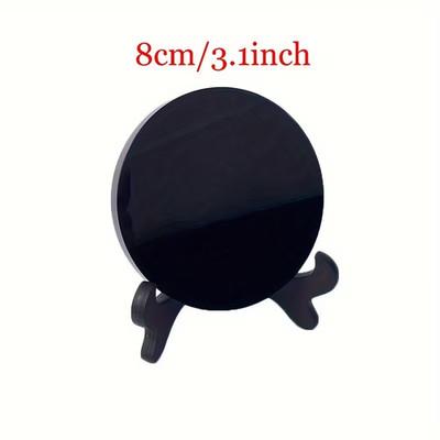 Polished Black Obsidian Crystal Scrying Mirror Energy Home Decor Gift Men Women