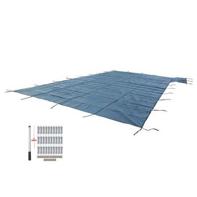 Pool Safety Cover For 20x40ft Rectangular with 4x8ft Center End Step Green Mesh