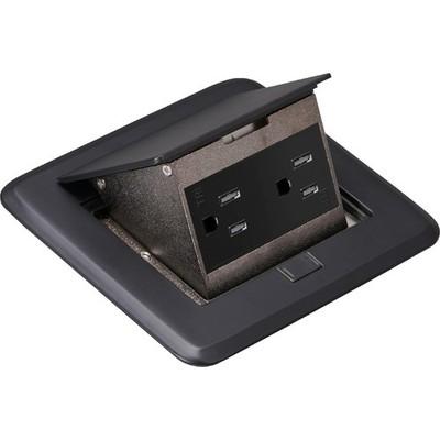 PopUp Floor Outlet Electrical Box Wood SubFlooring 15 Amp TR Duplex Black