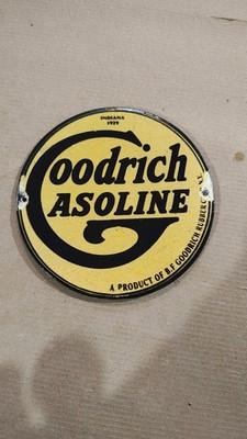 Porcelain Goodrich Gasoline Enamel Sign Size 6" Inches Round