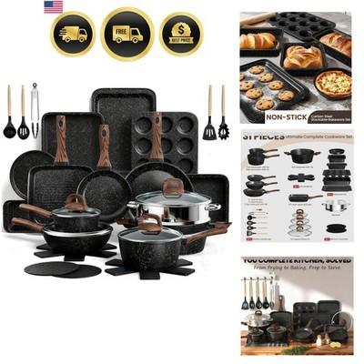 Pots and Pans Set Non Stick, 31 Piece Kitchen Induction Cookware & Bakeware S...