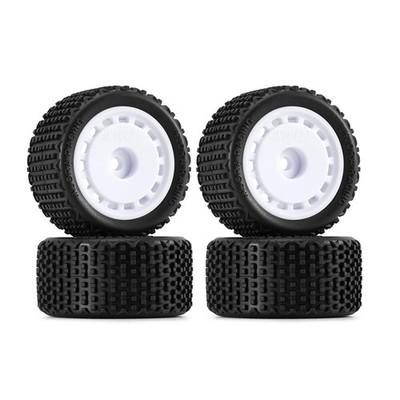 Pre-Mounted Pin Buggy Tires & Wheels for 1/28 Losi Micro-T, 4pcs(White)