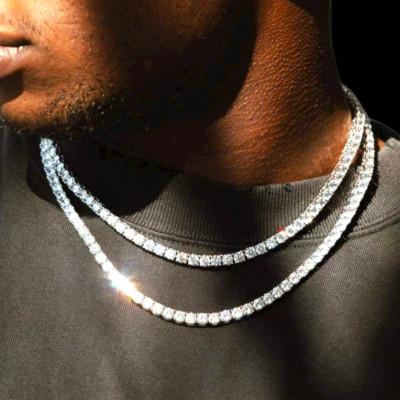 Premium Iced CZ Tennis Necklace Chain VVS1 Clarity 14kt White/Yellow Gold finish