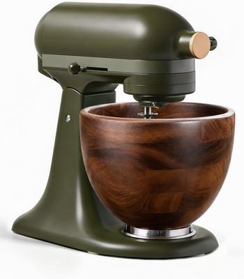 Premium Solid Walnut Wood Mixing Bowl, Compatible with Kitchenaid 4.5 & 5 QT Til