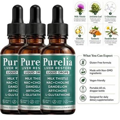 Purelia Liver Restore, Complete Liver Support Supplement with Milk Thistle, Dand