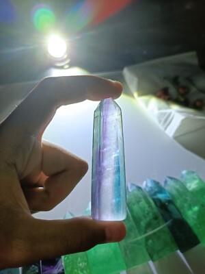 Rainbow Fluorite Healing Crystal Wands Obelisk Reiki Tower Point Home Decoration
