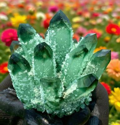 Raw Green Ghost Crystal Cluster Natural Rough Geode Reiki Quartz Decor Gift