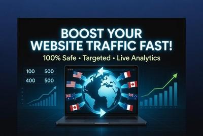 Real Human Targeted Website Traffic | USA UK AU CA FR DE IT ES BR IN + More