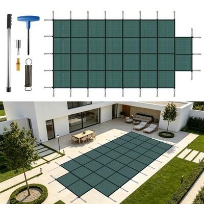 Rectangular Inground Pool Safety Cover, Mesh PP, Fits 18x36ft+4x8ft Step