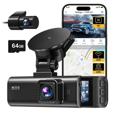 REDTIGER F7NP-EX 4K Dash Cam Front and Rear Free 64G Card Dash Camera,WDR,GPS