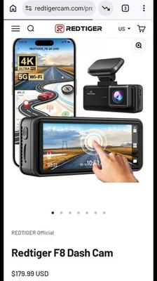 REDTIGER F8 4K Front Dash Cam Bonus + Included Hard Wire Kit 24hr Surveillance