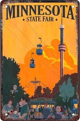 Retro style tin sign MINNESOTA STATE FAIR Metal Wall Sign 8 x 12 Inch, Multi