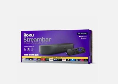 Roku Streambar 4K HDR Dolby Audio Voice Remote Bluetooth Black - Brand New