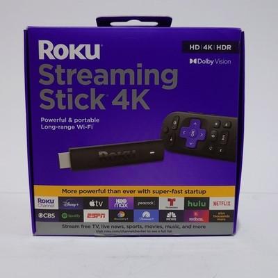 Roku Streaming Stick 4K Black 3820X2 Dolby Vision Wi-Fi Voice Remote Dongle Open