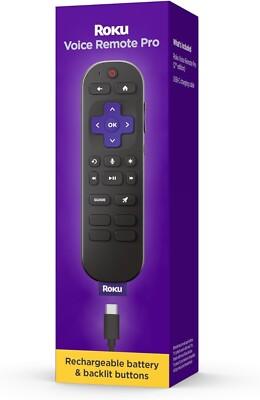 Roku Voice Remote Pro (2nd Ed.) | Rechargeable TV Remote Control with Hands-free