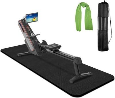 Rowing Machine Mat 96" x 30" with Storage Bag and Sports Towel,Treadmill Mat for