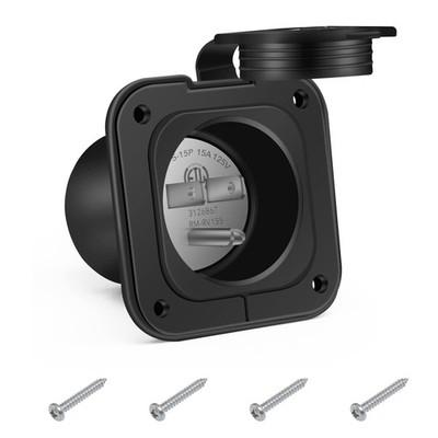RV Shore Power Inlet Plug, 15A 125V NEMA 5-15 AC Power Inlet Port | Flanged M...