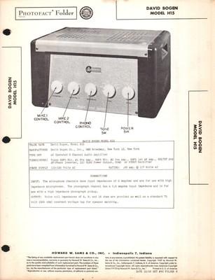 Sams Photofact David Bogen H15 Tube Amp Service Manual w/ Schematics (original)