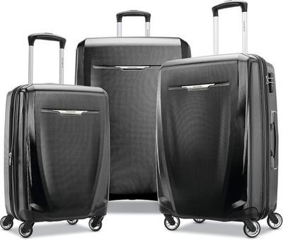 SAMSONITE WINFIELD 3 DLX HARDSIDE LUGGAGE SPINNERS 3-PIECE SET 20/25/28 - BLACK