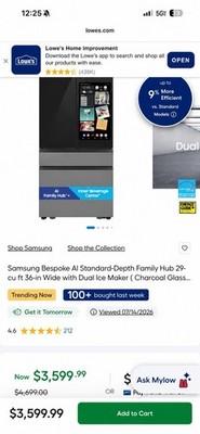 Samsung Bespoke AI Family Hub Standard-Depth 4-Door French Door 29 cu ft