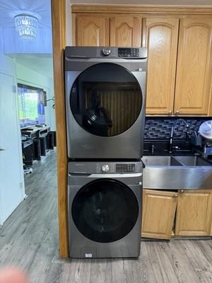 Samsung Stackable Stacked Front-Load Washer & Dryer Set, Gray