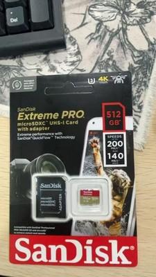 SanDisk Extreme PRO 512GB UHS-I U3 microSDXC 200 MB/s Memory Card w/ SD Adapter