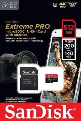 SanDisk Extreme Pro MicroSDXC UHS-I Memory Card 512GB with Adapter and RescuePro