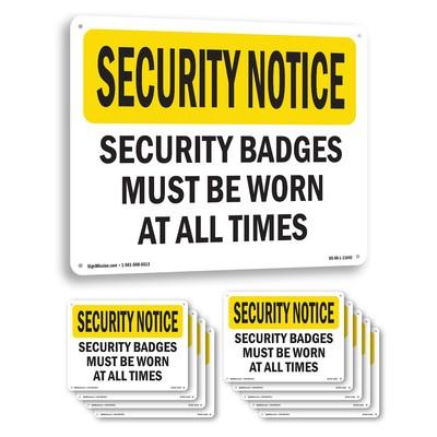 Security Badges Must Be Worn OSHA Security Notice Sign Or Decal - 5 or 10 Pack
