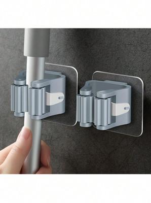 Self-Adhesive Broom Mop Holder Wall Mounted No-Drill Space-Saving Oragnizer USA