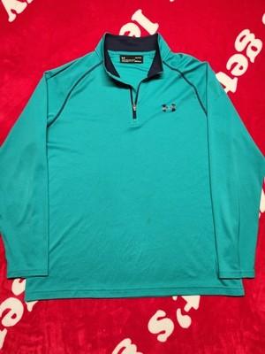 (SEO-FRIENDLY)Under Armour HeatGear Quarter Zip Pullover Men’s Large Teal Long