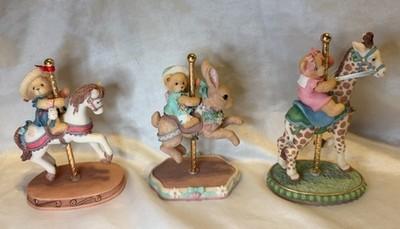 Set Of 3 Cherished Teddies Carousel Horses-Flossie, Jenelle, and Gina