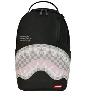 SHARK CENTRAL CREAM BLACK CHECK BACKPACK New Black Large Bookbag School Bag
