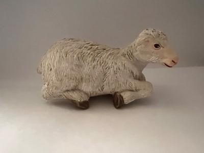 Sheep/Lamb Nativity Figurine, Farm Animal Lying Down, Unmarked, 3” Long.