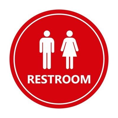 Signs ByLITA Circle Unisex Restroom Sign (Red) - 10" - X-Large (1 Pack), Red