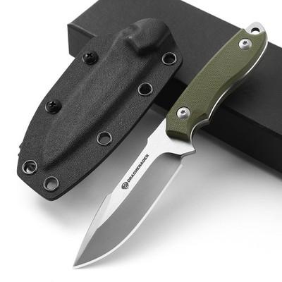 Small Fixed Blade Knife 7" Tactical D2 Steel, Kydex Sheath, G10 Handle, EDC