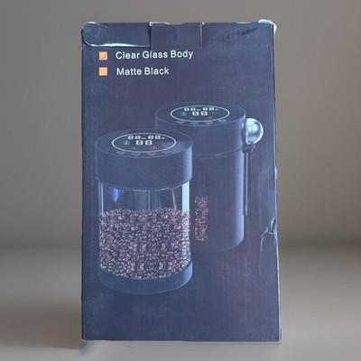 Smart Automatic Vacuum Sealed Coffee Canister 1.3L LCD Airtight Black Clear Body