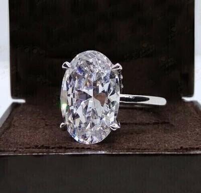 Solitaire Engagement 3 Ct Oval Lab Created Moissanite 14k White Gold Plated Ring