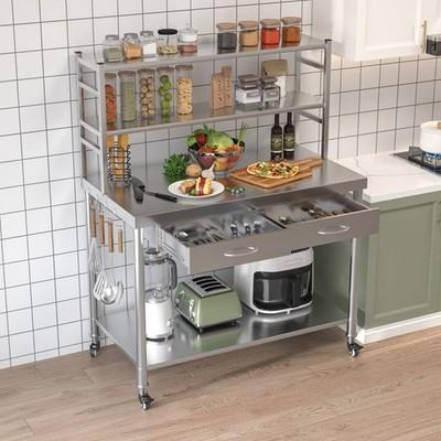 Stainless Steel Table Shelves Drawer Food Prep Commercial Worktable Workstation