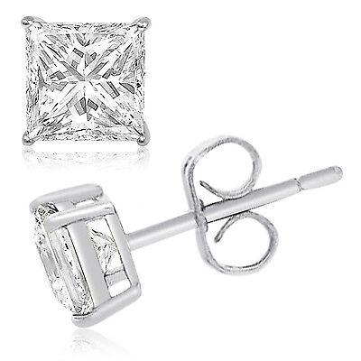 Sterling Silver 925 Princes Square Cut Cubic Zirconia Men Women Ear Stud Earring