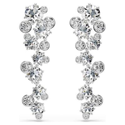 Swarovski Constella drop earrings Mixed cut, white, rhodium plated