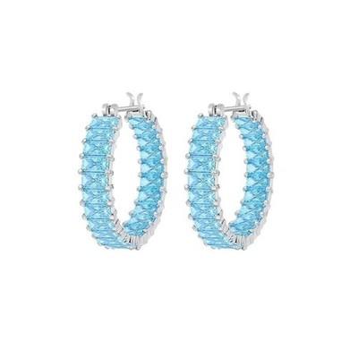 Swarovski Matrix Hoop Earrings, Baguette Cut Pink Blue