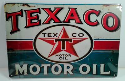 Texaco Motor Oil Metal Sign Gas Station Garage Man Cave Vintage Style Wall Deco