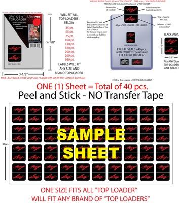 TOP LOADER STICKERS FREE LEAF BLACK / RED LABELS LEAF SPORTS CARDS LABELS SEAL