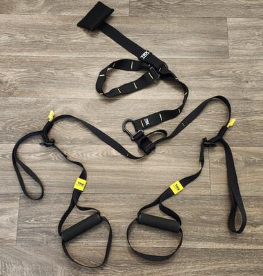 TRX Adjustable Suspension Trainer Straps Full Body Home Use Black / Yellow Door