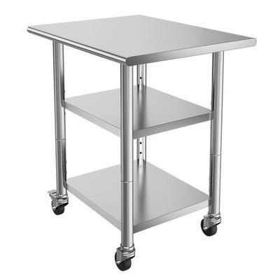 Uimoso Commercial Stainless Steel Kitchen Prep Table, 24x30 Inch, 3 Shelves
