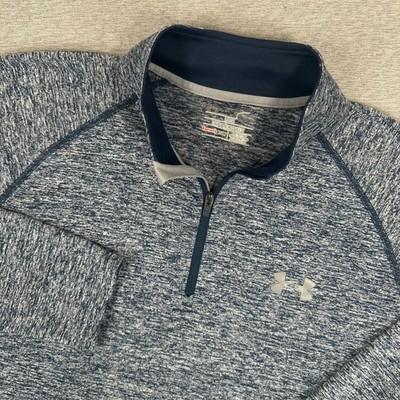 Under Armour 1/4 Zip Pullover Mens M HeatGear Blue Heather Space Dye